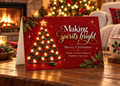 For Electricians :: Making Spirits Bright – Christmas Card with illuminated lights in the shape of a Christmas tree