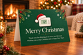 For HVAC Contractors :: Merry Christmas Greeting Cards with a Cozy Thermostat wearing a Santa Hat